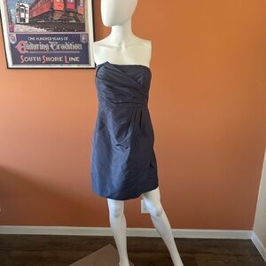 J CREW shimmery steel blue silk strapless dress
